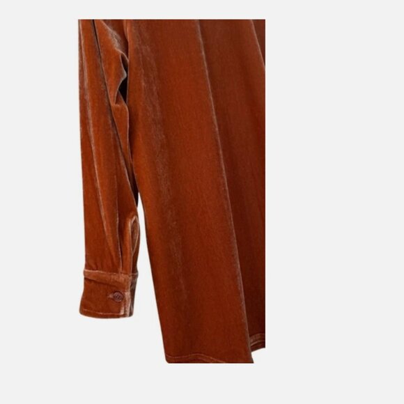 NWT Soft Surroundings Dark Copper Velvet Boyfriend Tunic Shirt Top Size PXS - Picture 7 of 8